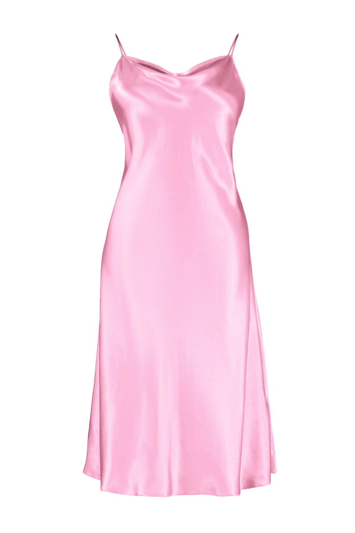Trendyol Curve-Rose Dry Satin Woven Back Detailed Nightgown Tbbss22Gc00001 6