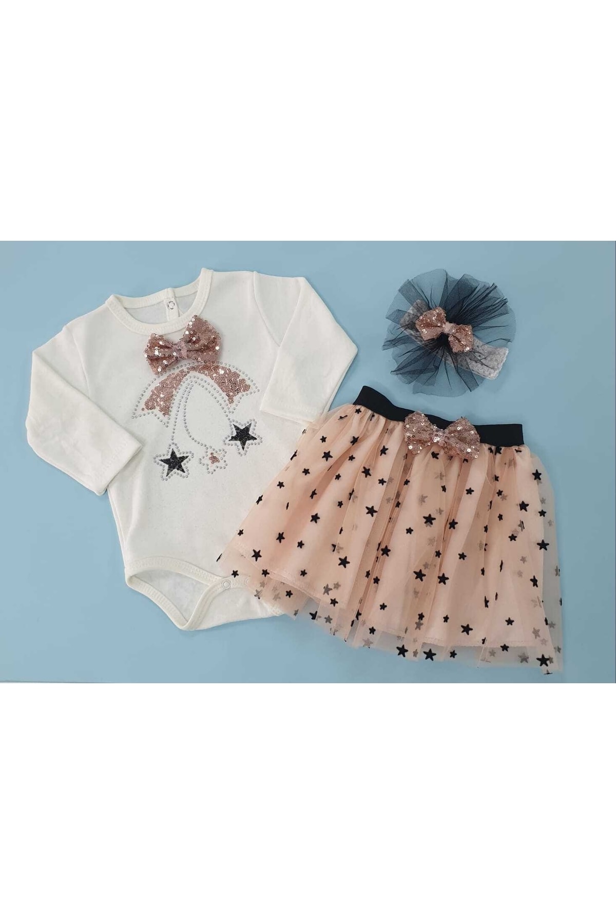 Petite Ponpon Baby Kız Bebek Yenidoğan Mevlüt Elbisesi Özel Gün Kıyafeti fotoğrafı 2 (önizleme)