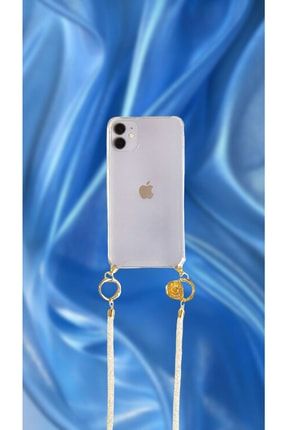 Snow Beyaz Iphone 11 Uyumlu Kristal Taşlı Çok Renkli Telefon Kılıfı Ve Çapraz Telefon Askısı NTM0112