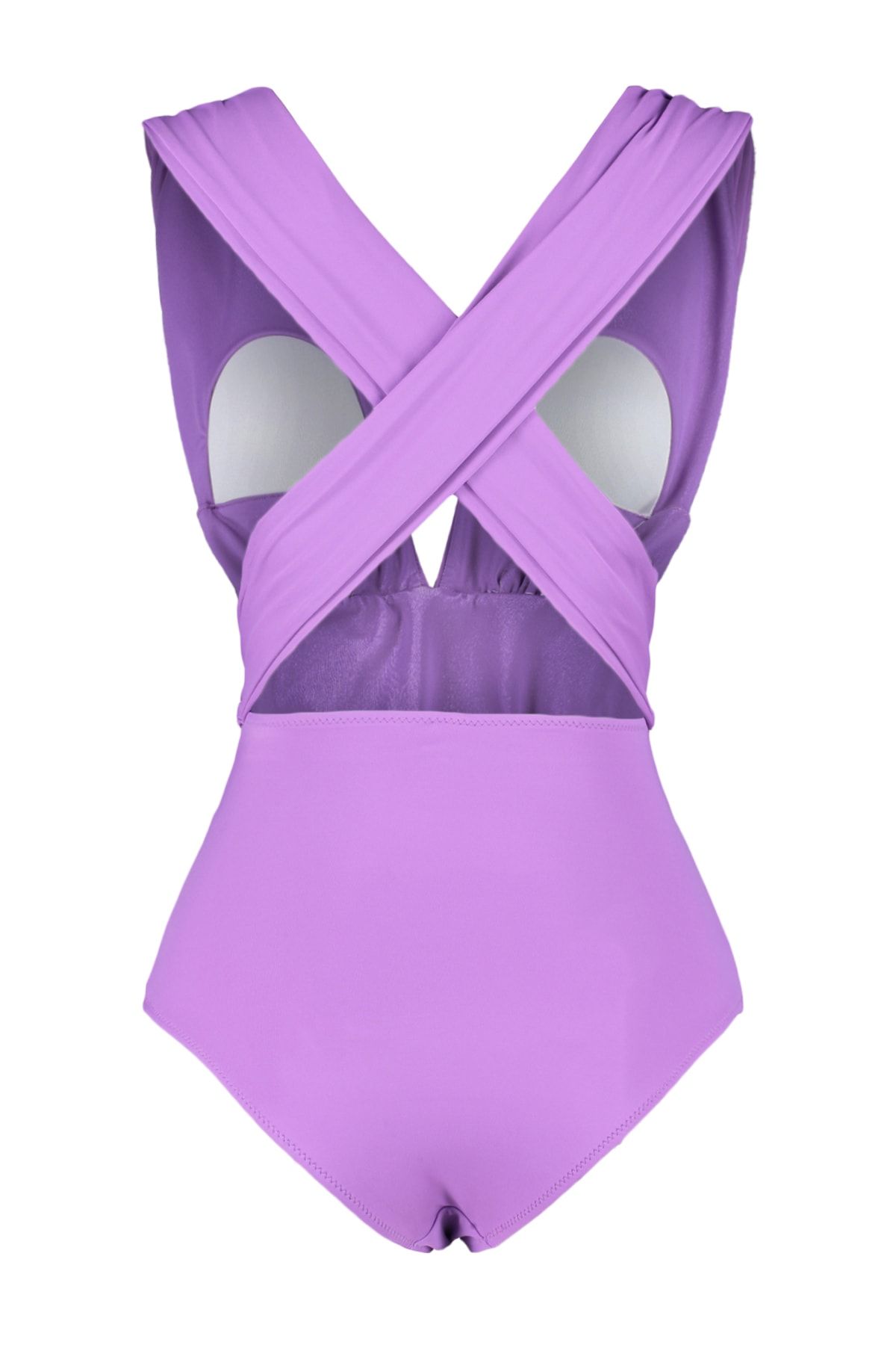 Trendyol Collection-Costum de baie mov cu decolteu adânc, cu detaliu la spate, drapat Hipster Core TBESS21MA0041 8