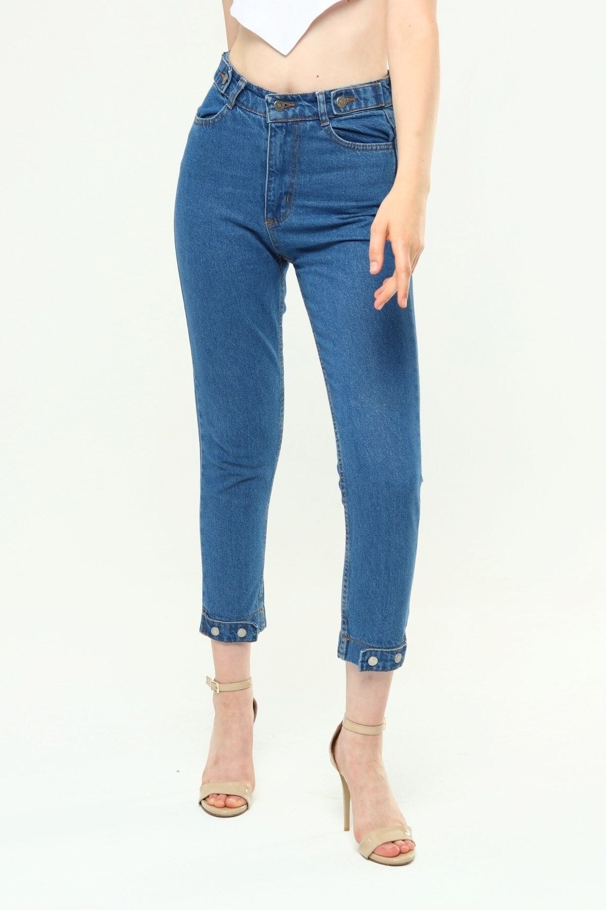 Benim Denim-Mom Jeans - Women's, EPaulet Detailed Leg Belt 3