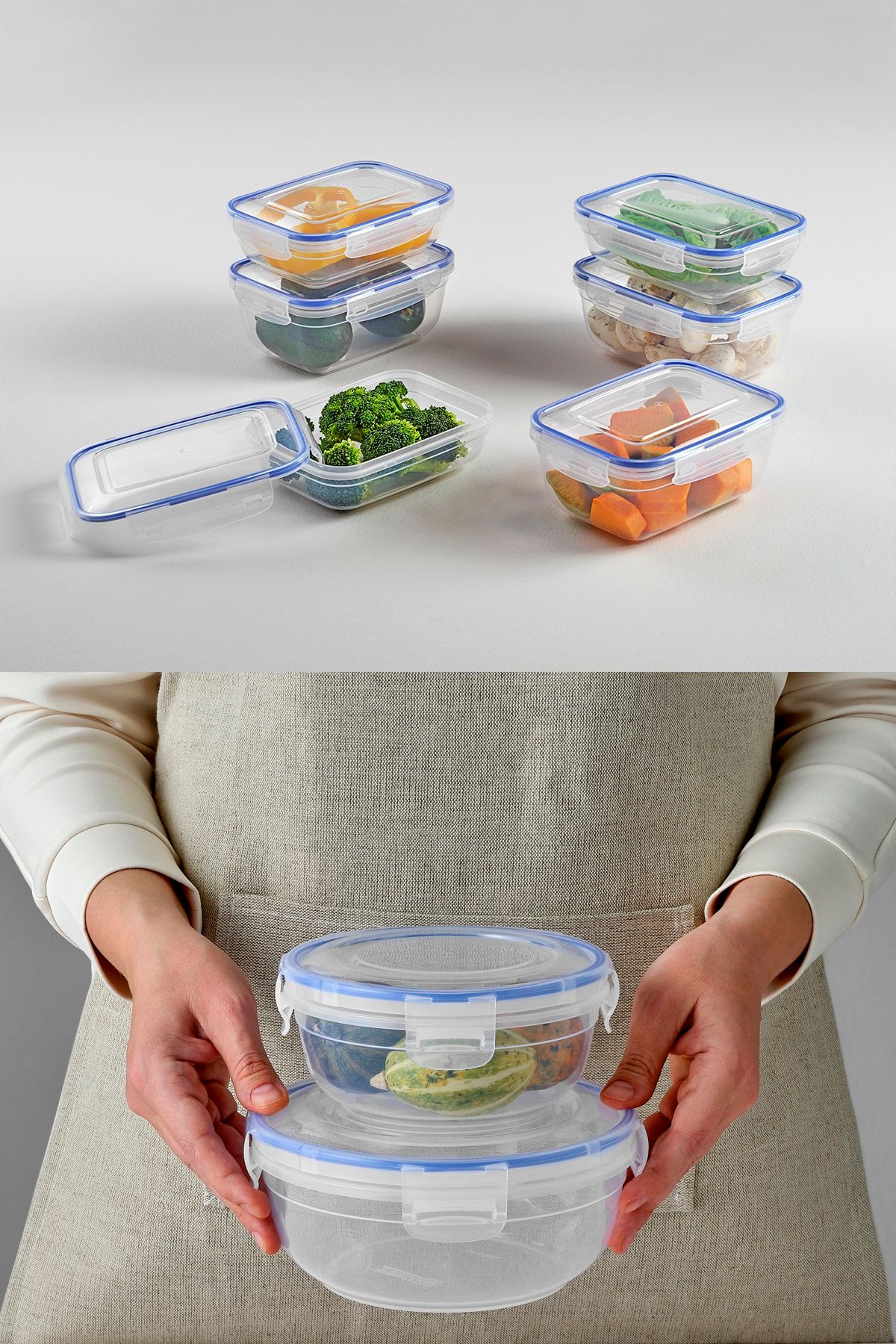 Vienev-Set of 3 400 Ml Shallow Rectangular Storage Container with Gasket 3