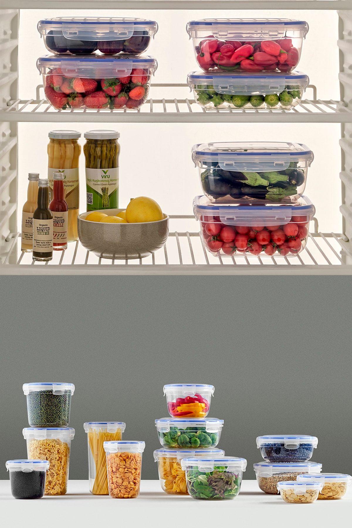 Vienev-Set of 3 400 Ml Shallow Rectangular Storage Container with Gasket 4