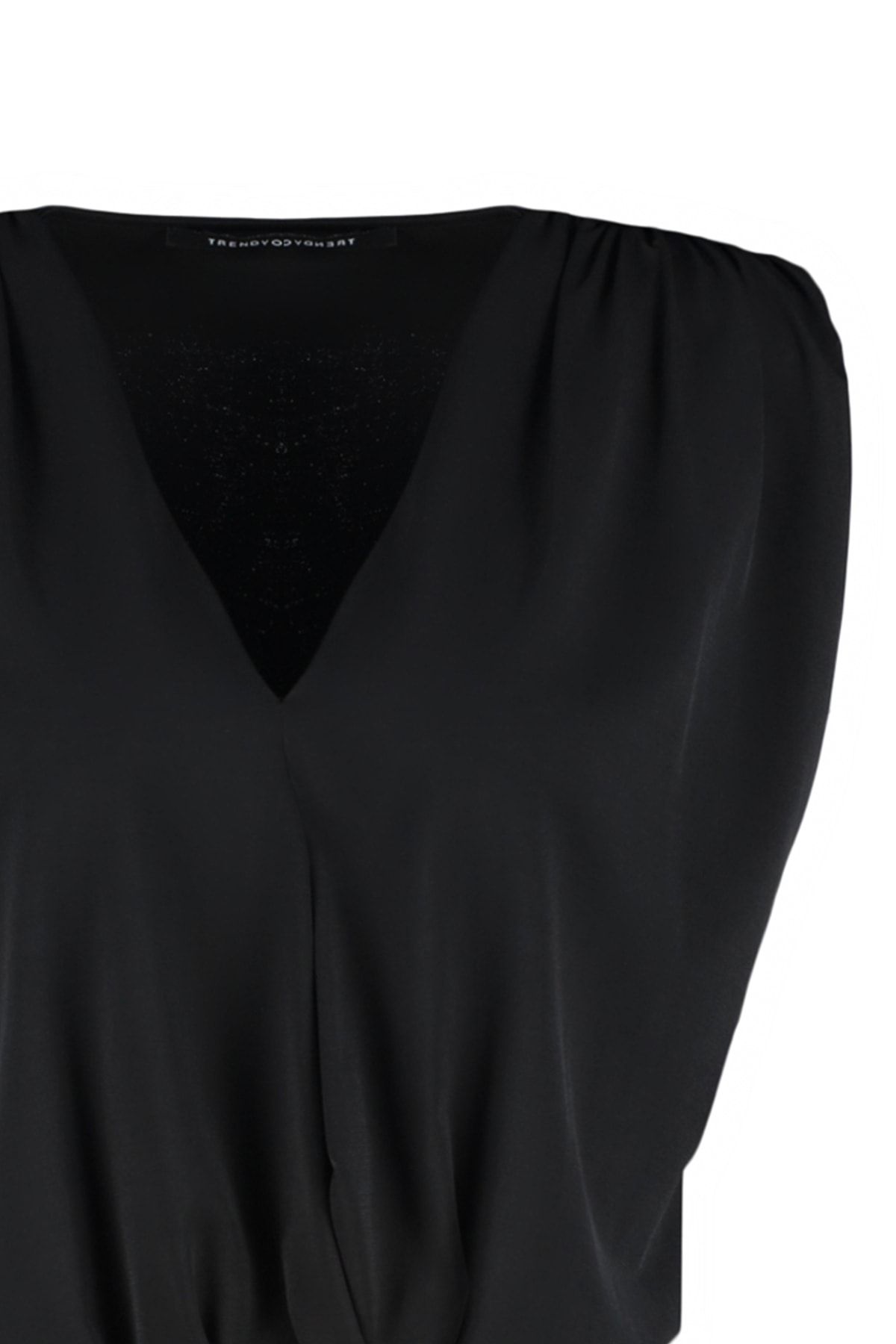 Trendyol Collection-Schwarzer, gepolsterter Strickbody mit zweireihigem Kragen, flexiblem Druckknopf TWOSS23BD00007 7