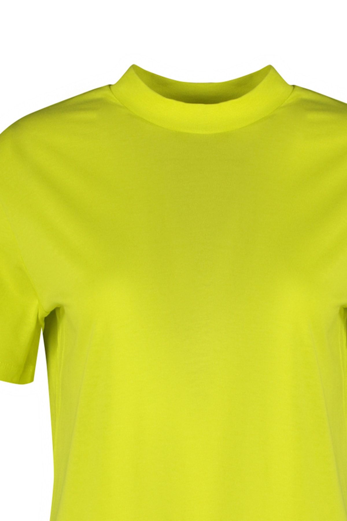 Trendyol Collection-Olejově zelená 100% bavlna Základní stojáček Pletené tričko TWOAW20TS0096 7