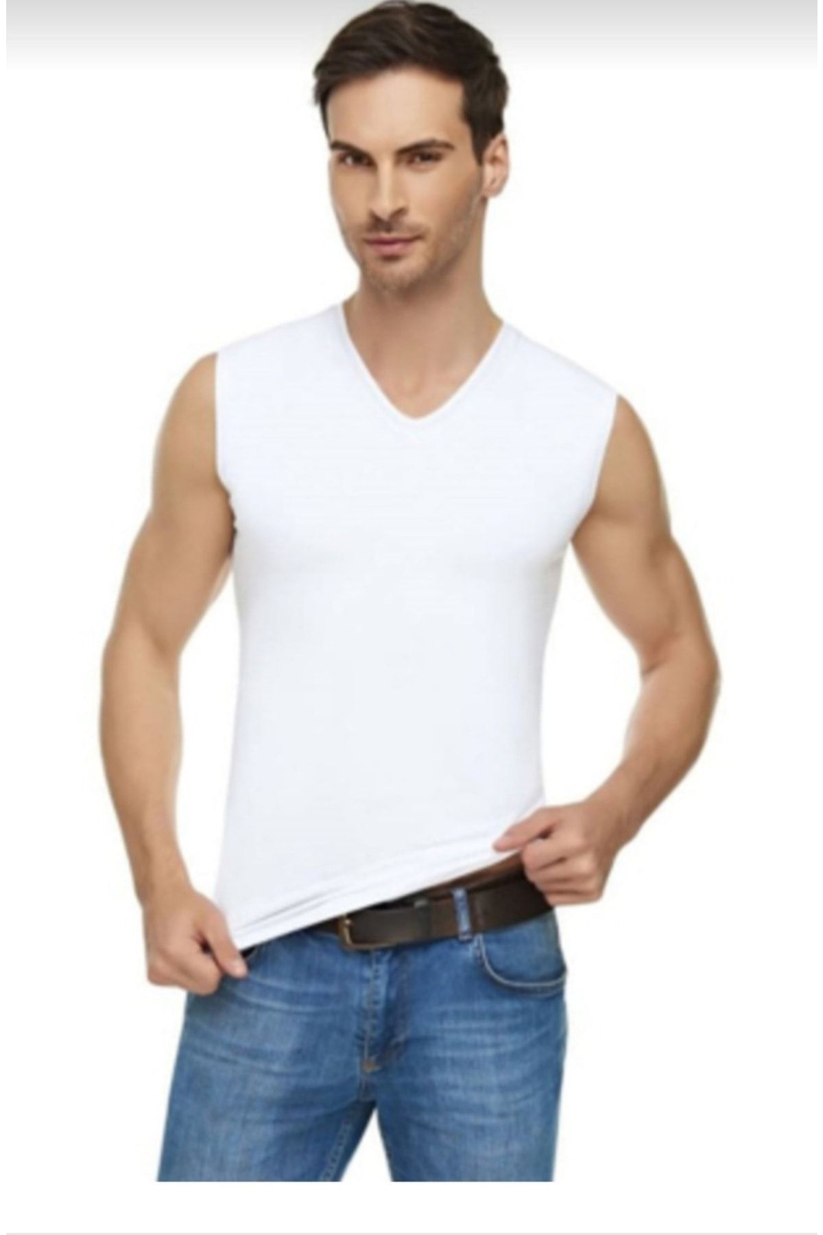 Tutku Elit-1305 Men's Elastane V-neck New Sleeve 2 Pack 1