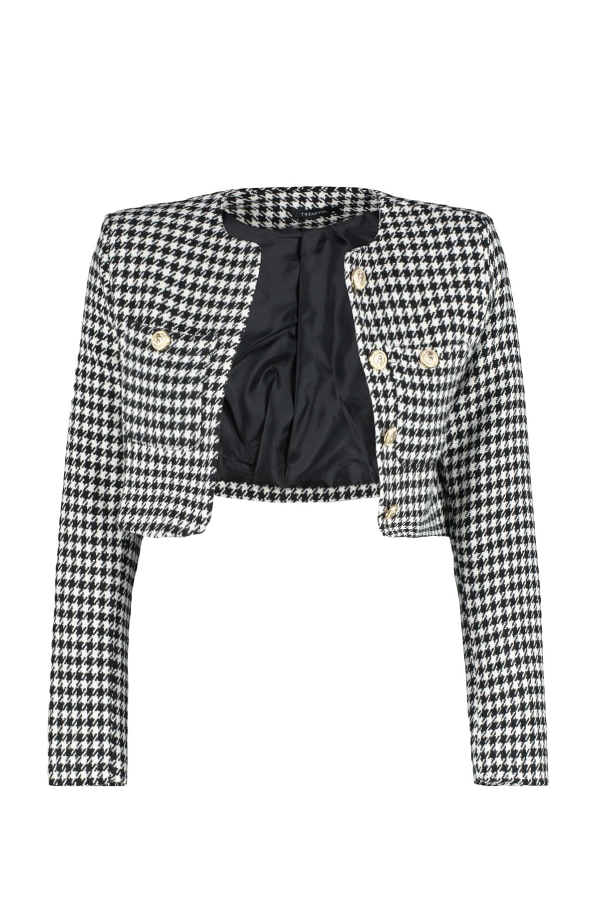 Trendyol Collection-Schwarze Jacke mit Hahnentrittmuster in regulärer Passform in limitierter Auflage – TWOAW23CE00206 6