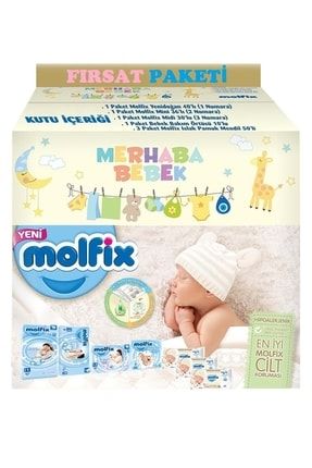 Merhaba Bebek Doğuma Hazırlık Seti Bebek Bezi Islak Mendil Bakım Örtüsü Fırsat Pk PAKETMOLFİX480