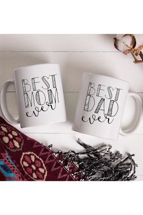Beyaz Best Dad Best Mom Kupa Takımı pek-best-mom-dad-kupa