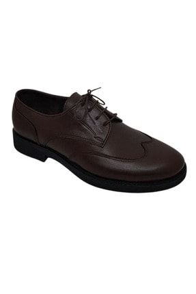 Hakiki Deri Kışlık Kahverengi Bağcıklı M Maskaretli Klasik Ayakkabı VIS416
