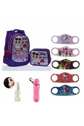 mashotrend mor lol bebek baskili ilkokul cekcekli okul cantasi beslenme 5 adet maske kolonya matara fiyati yorumlari trendyol