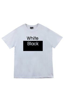 Unisex Beyaz Off White Black Baskılı T-shirt EHKLNRU5-KOR
