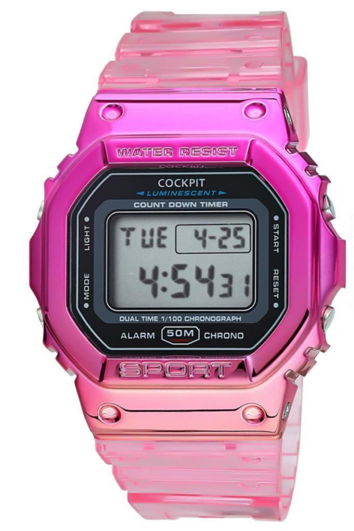 kadin pembe dijital pembe silikon kordon kol saati ck g2560 pk