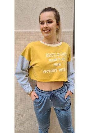 Kadın Sarı Kot Kollu Sweatshirt 20K7254