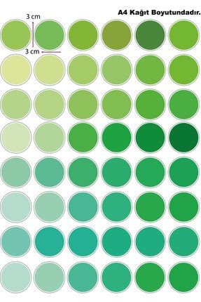 Yeşil Tonlarında Renk Paleti Temalı 48 Adet Sticker Seti colorpalette