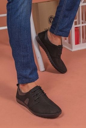 Erkek Siyah Hakiki Deri Topuk Jelli Günlük Ayakkabısı yGL505
