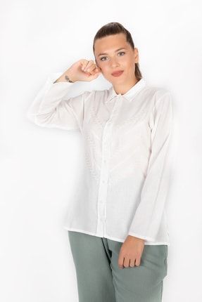Kadın Beyaz Şilebezi Uzun Kollu Gömlek Krdln-169