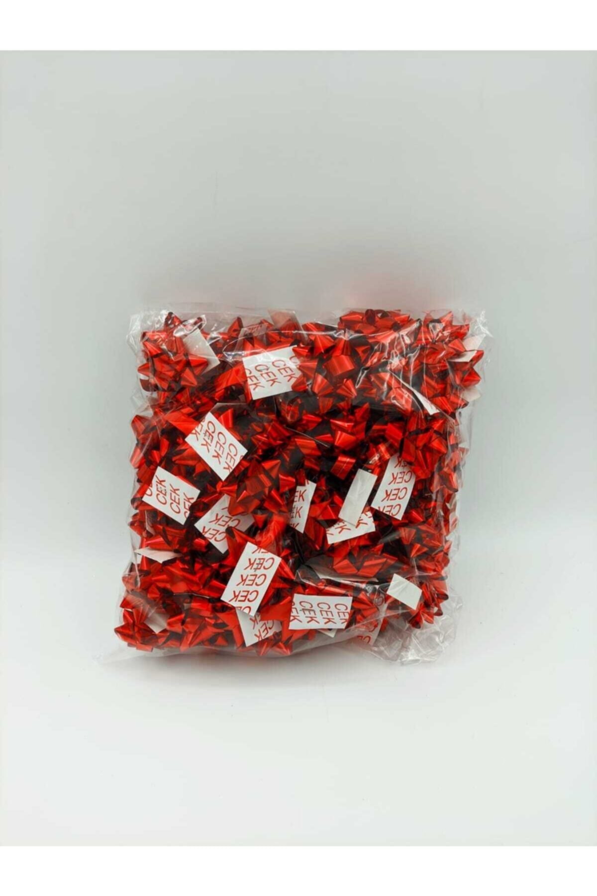 TURKUAZ PARTY Hediye Paketi Süsü - Fiyonk - Kırmızı - 100 Lü