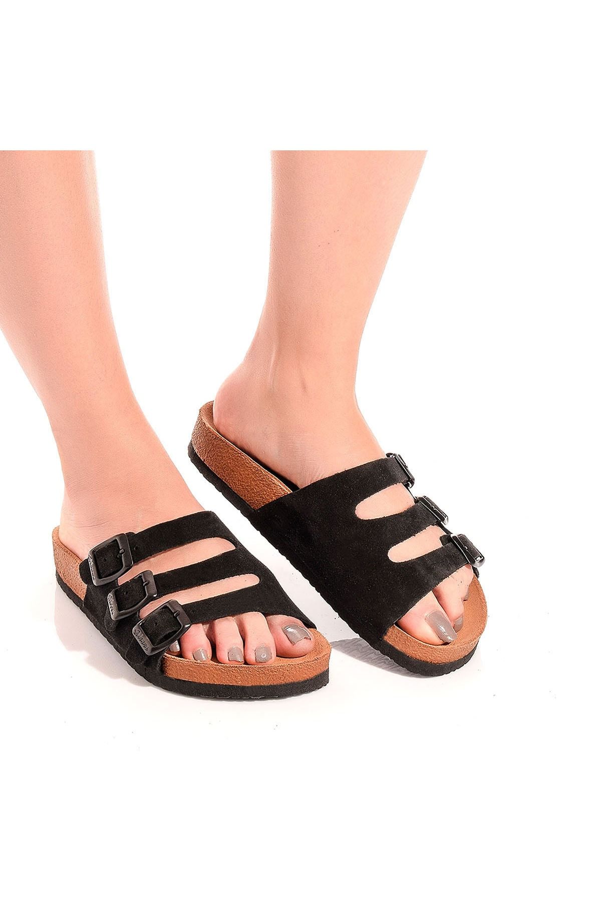Moosefield-Genuine Leather Black Women's Slippers 1