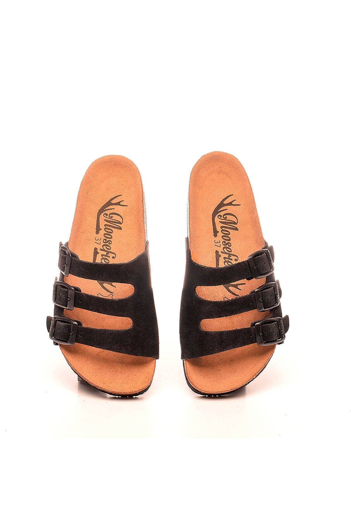 Moosefield-Genuine Leather Black Women's Slippers 4