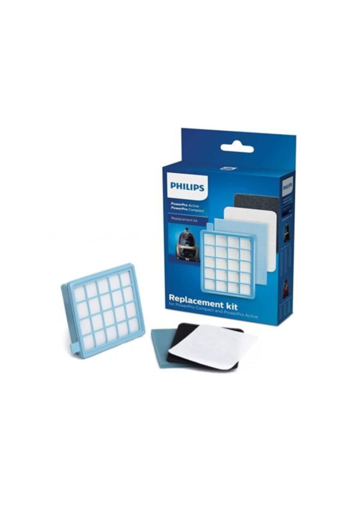 Vhbw Set Filtri Compatibili Con Philips PowerPro Active FC8630, FC8631 – 4 Pezzi (HEPA, Spugna, Pre-Motore, Tessuto)