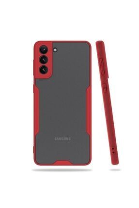 Samsung Galaxy S21 5g Uyumlu Kamera Korumalı Çerçeveli Silikon Kırmızı Kılıf krks13028648982