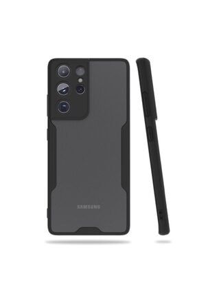 Samsung Galaxy S21 Ultra 5g Uyumlu Parfe Kamera Korumalı Çerçeveli Silikon Siyah Kılıf krks18843245514