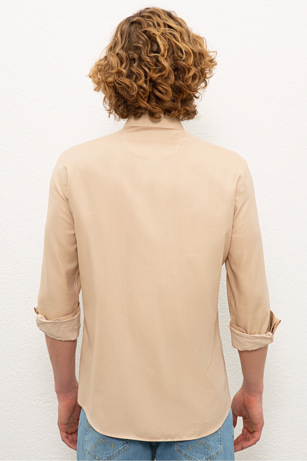 پیراهن مردانه بژ یو اس پولو | G081SZ004.000.1218796 اورجینال - تصویر 3