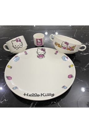4 Parça Porselen Hello Kitty Yemek Takımı Mama Seti TBK0160HLLKTTYY
