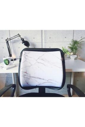Beyaz Mermer Visco Ortopedik Sandalye Bel Destek Yastığı 123Mermer/Beyaz