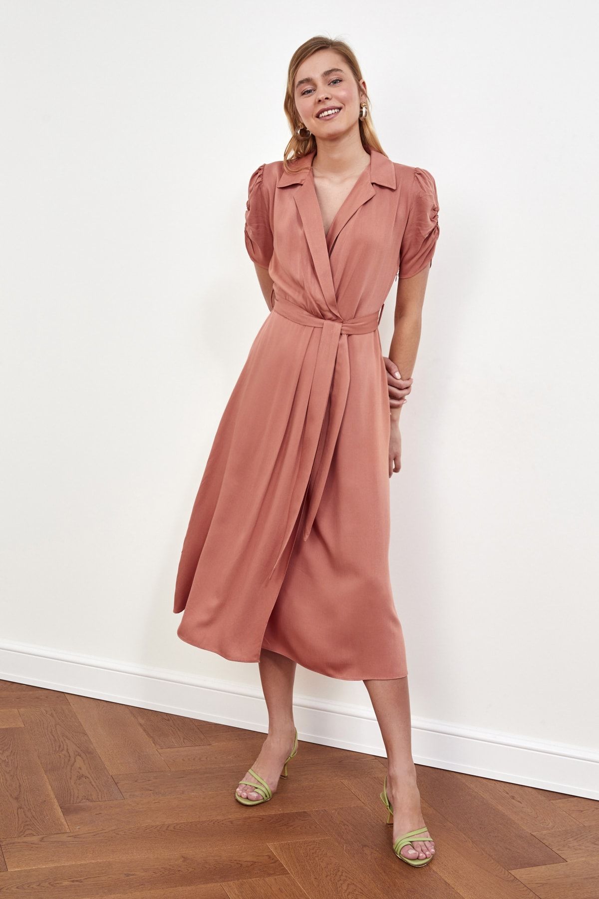 Belted lyocell outlet midi dress