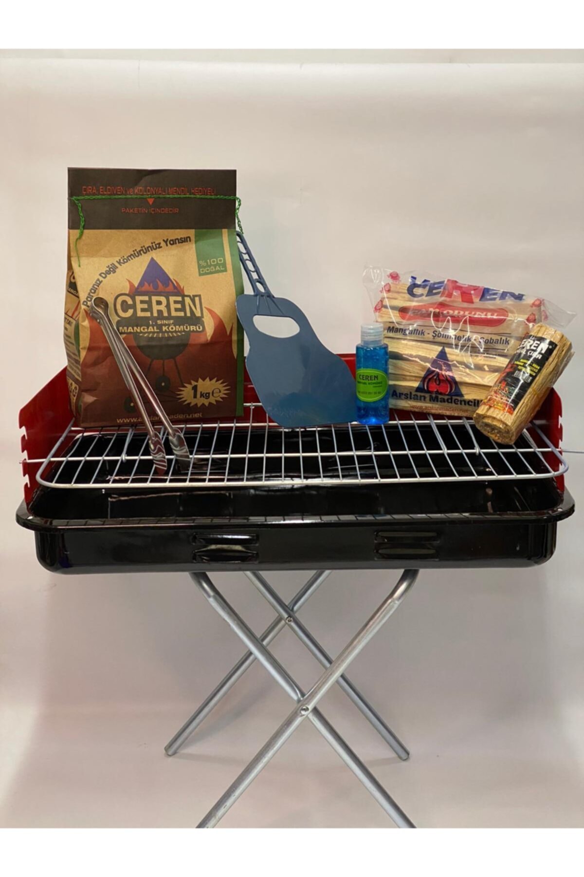 Mangal Set, Semaverli, 3 Kademeli 45x30 Cm Pervazlı Isıya Dayanıklı Lüks Mangal 3