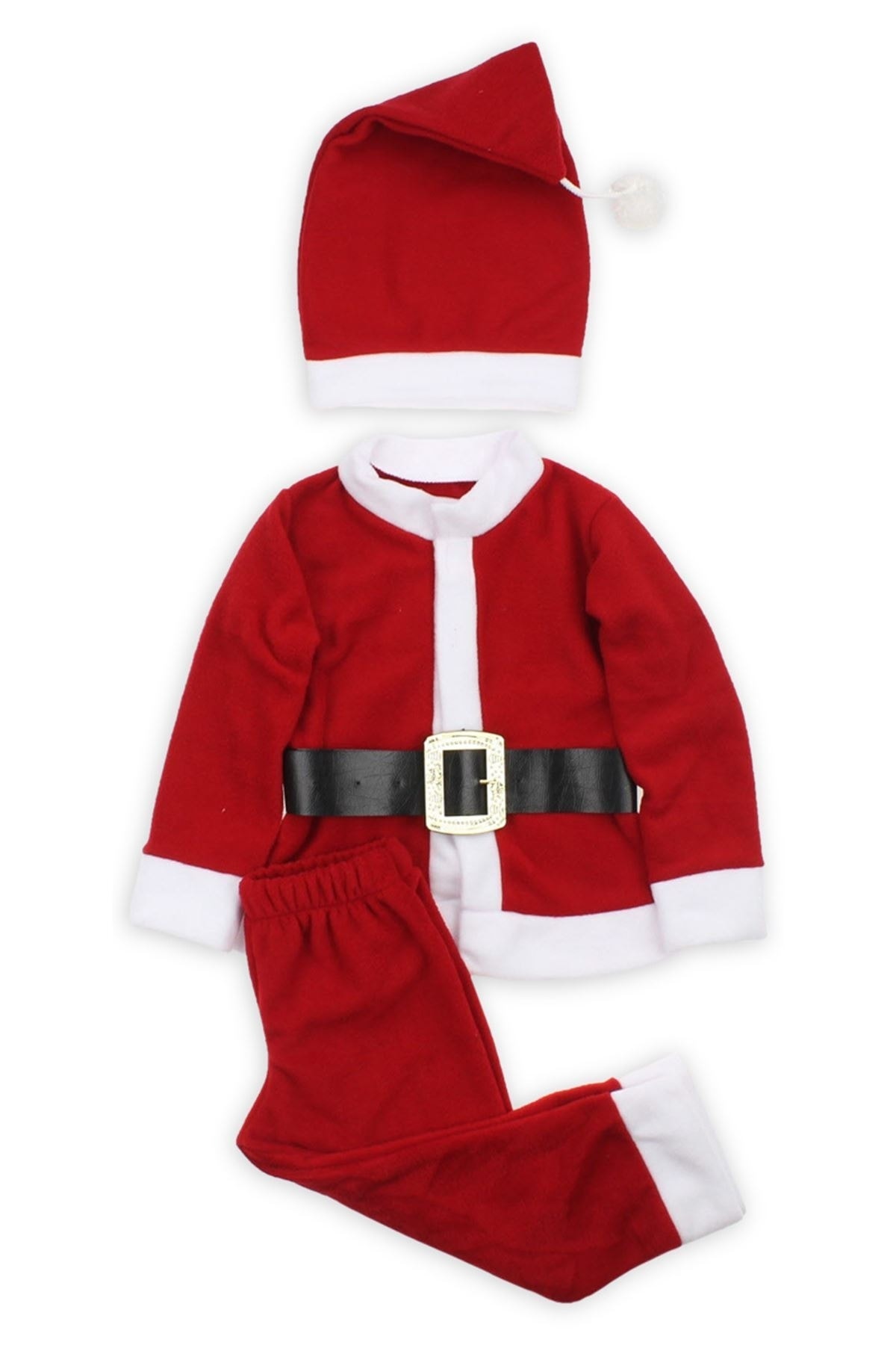 Genel Markalar Noel Baba Kostüm Kıyafeti Yılbaşı Çocuk Elbisesi Kırmızı Polar Happy New Year