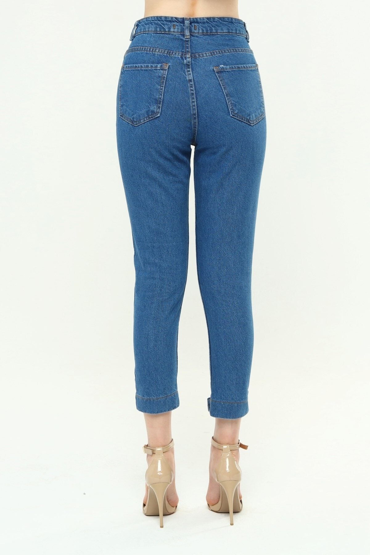 Benim Denim-Mom Jeans - Women's, EPaulet Detailed Leg Belt 5