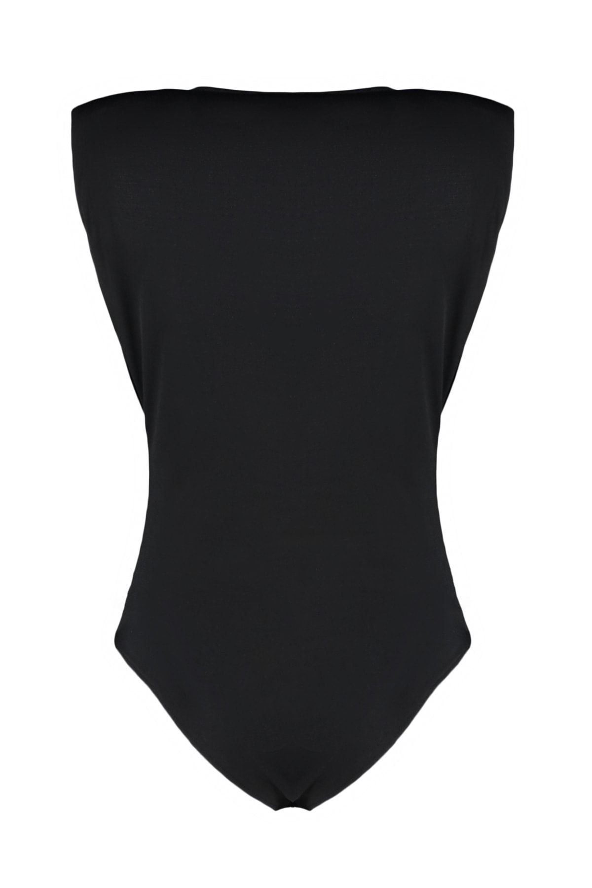 Trendyol Collection-Schwarzer, gepolsterter Strickbody mit zweireihigem Kragen, flexiblem Druckknopf TWOSS23BD00007 8