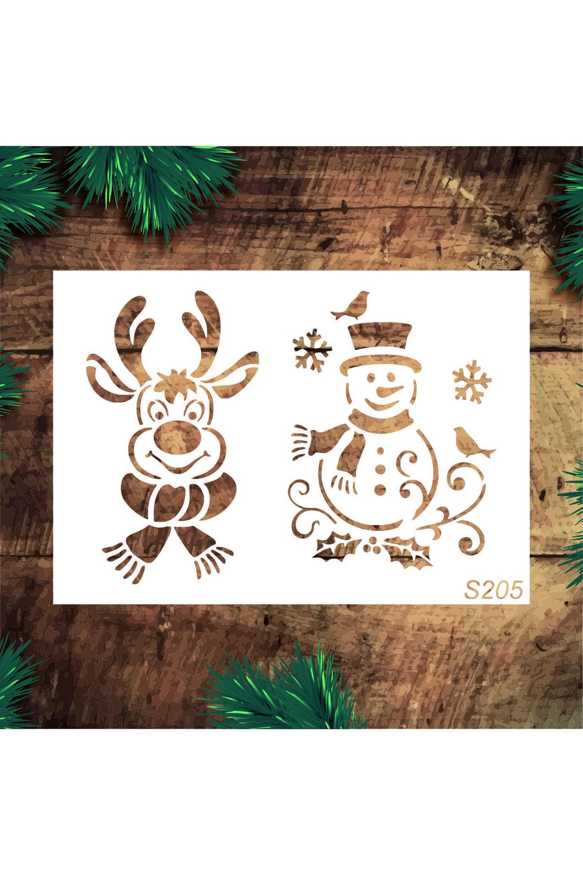 STENCİLTASARIM Stencil Tasarım S205 Kardan Adam Duvar Ahşap Cam Boyama Deseni