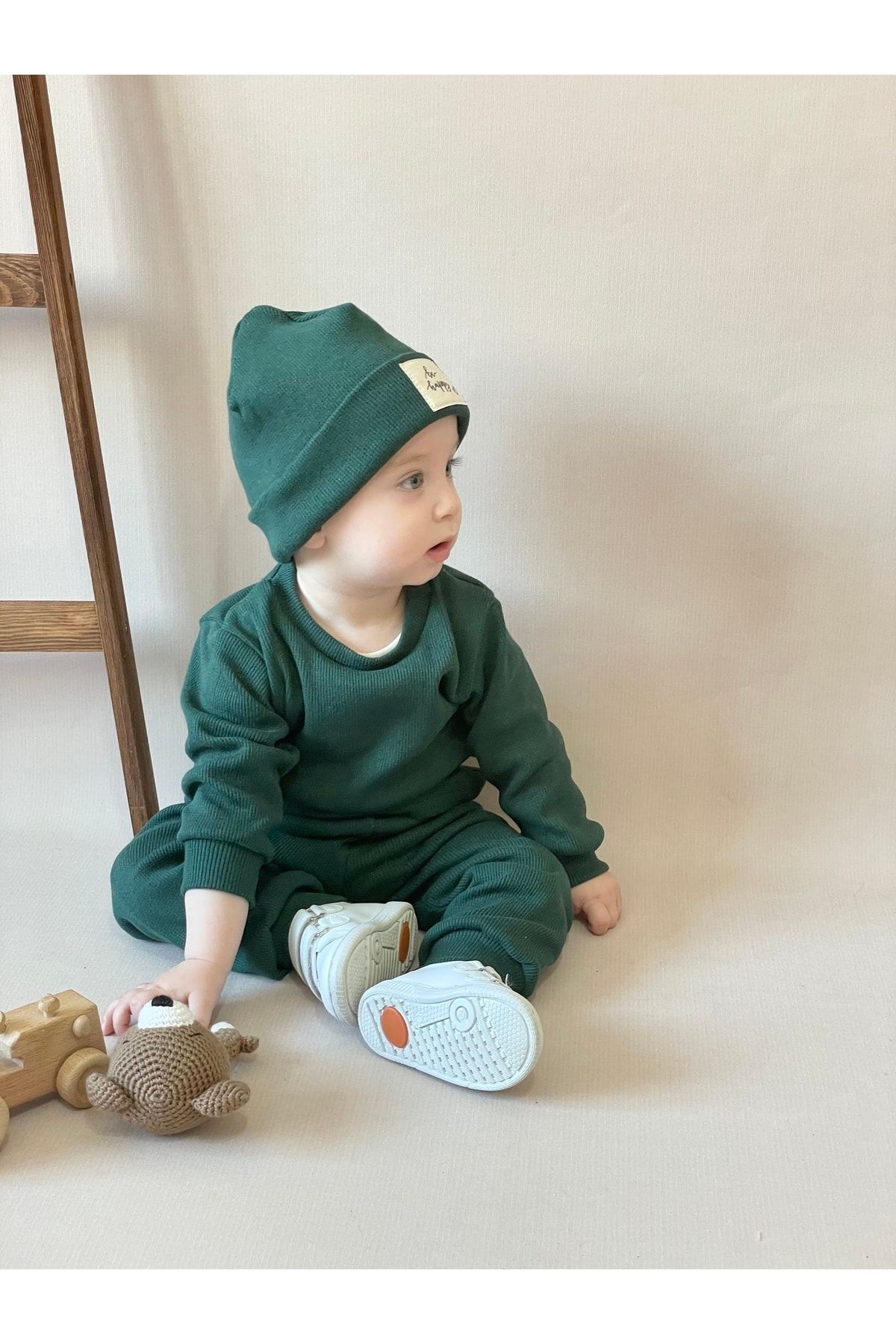 Pamuk Bereli 3lü Takım Bebek Ve Çocuk Nefti Yeşil