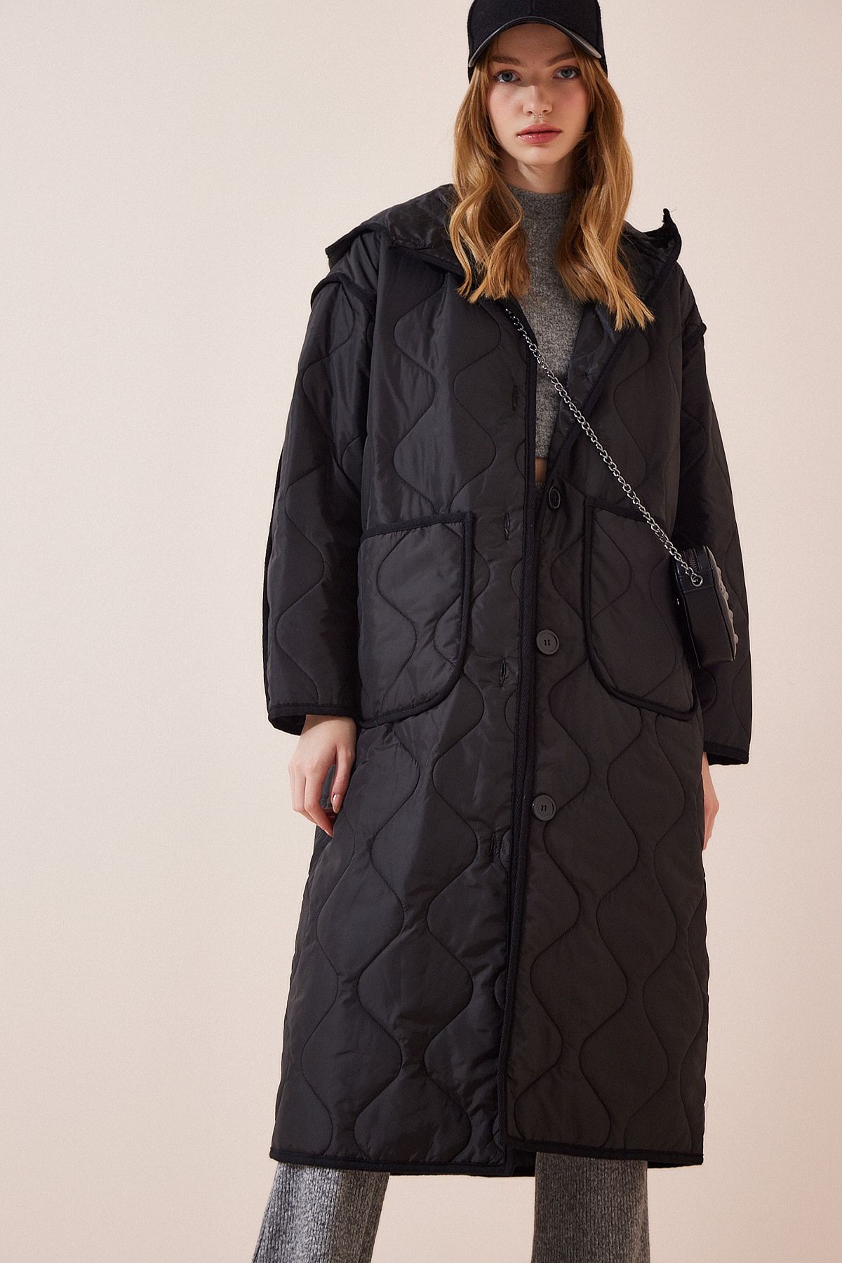 Happiness İstanbul Mantel Schwarz Parka Fast ausverkauft