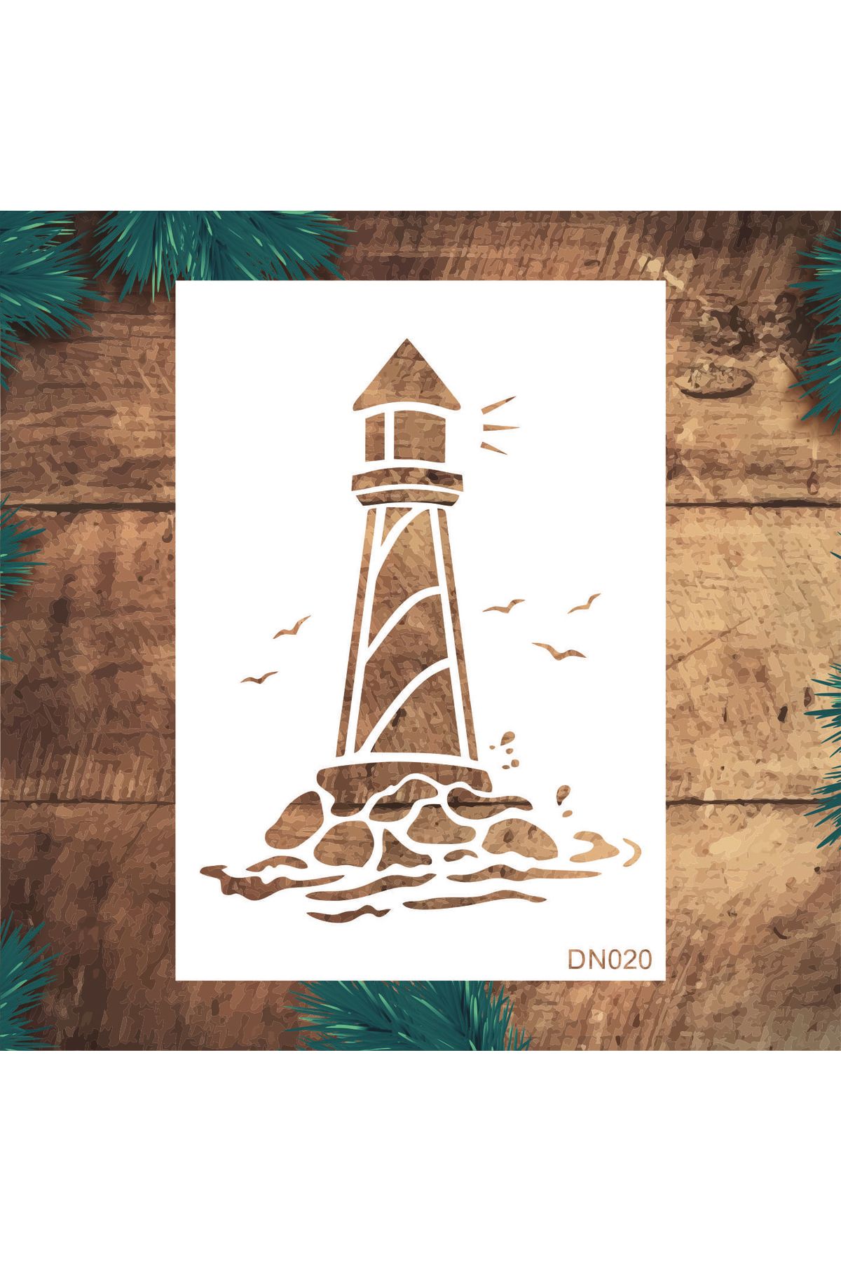 STENCİLTASARIM-Design Dn020 Lighthouse - Decorative Wall Tiles and Items Painting Templates 1