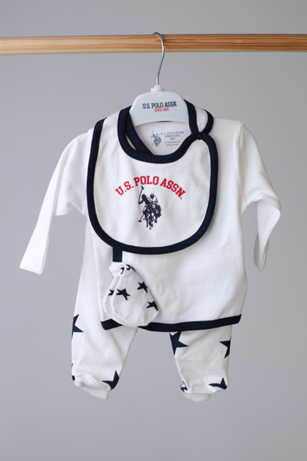 U.S. Polo Assn. U.s. Polo Assn Kendinden Eldivenli Yıldızlı 5'li Erkek Bebek Hastane Çıkış Seti