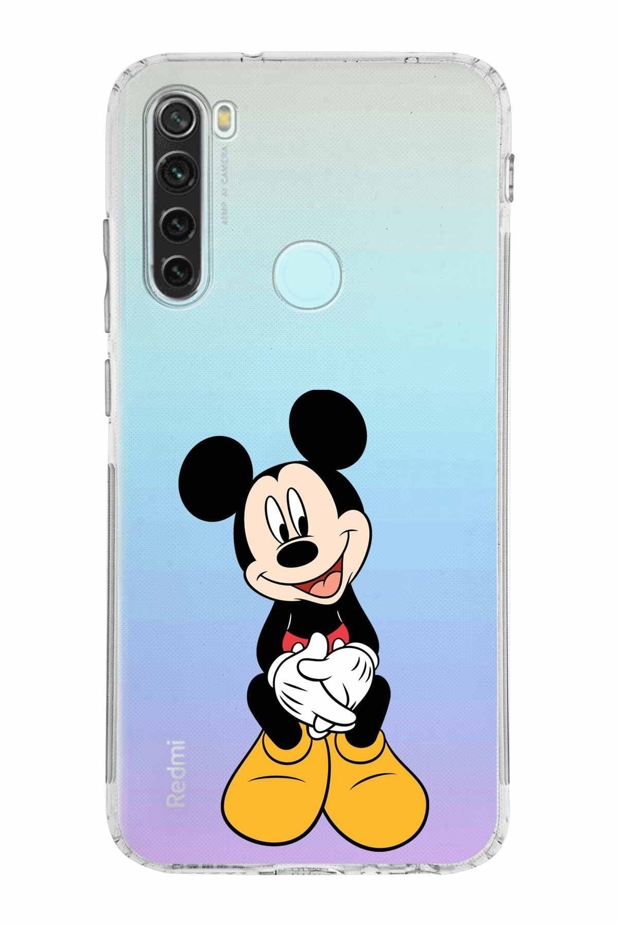 Xiaomi Redmi Note 8 Kamera Korumalı Kapak Mickey Mouse Tasarımlı Şeffaf Kılıf