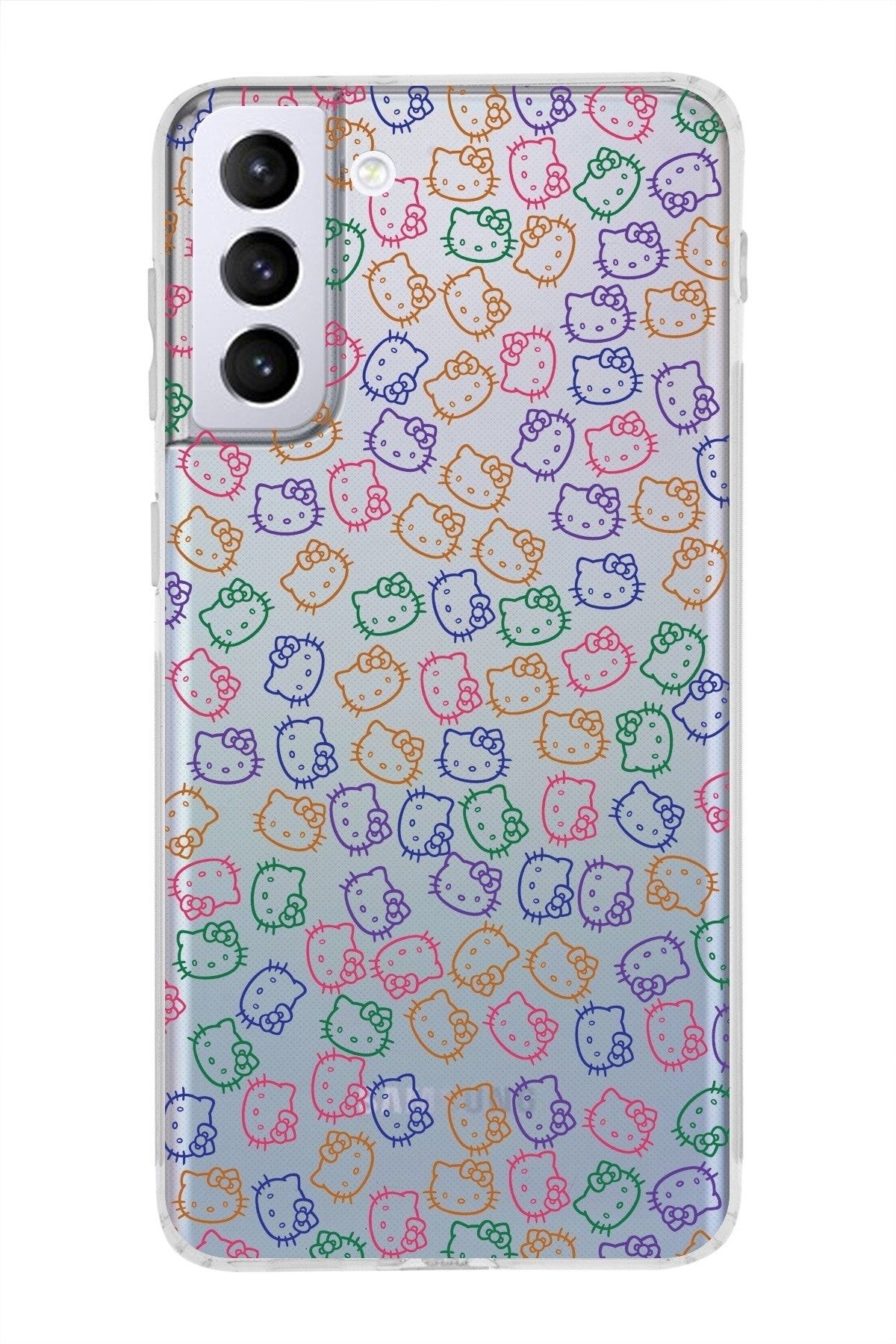 Samsung Galaxy S21 Plus Kamera Korumalı Kapak Hello Kitty Tasarımlı Şeffaf Kılıf