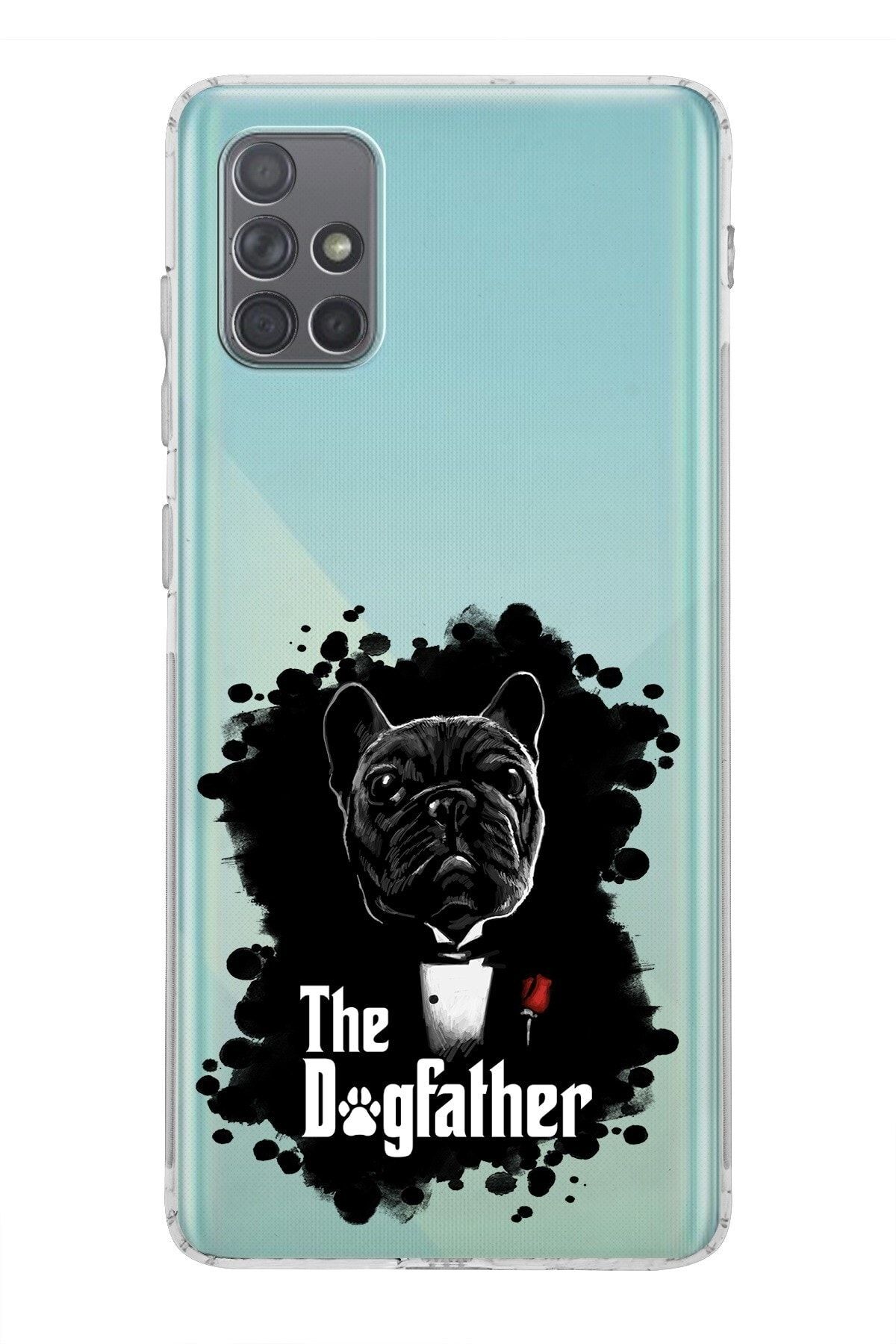 Samsung Galaxy A71 Kamera Korumalı Kapak Dog Father Tasarımlı Şeffaf Kılıf