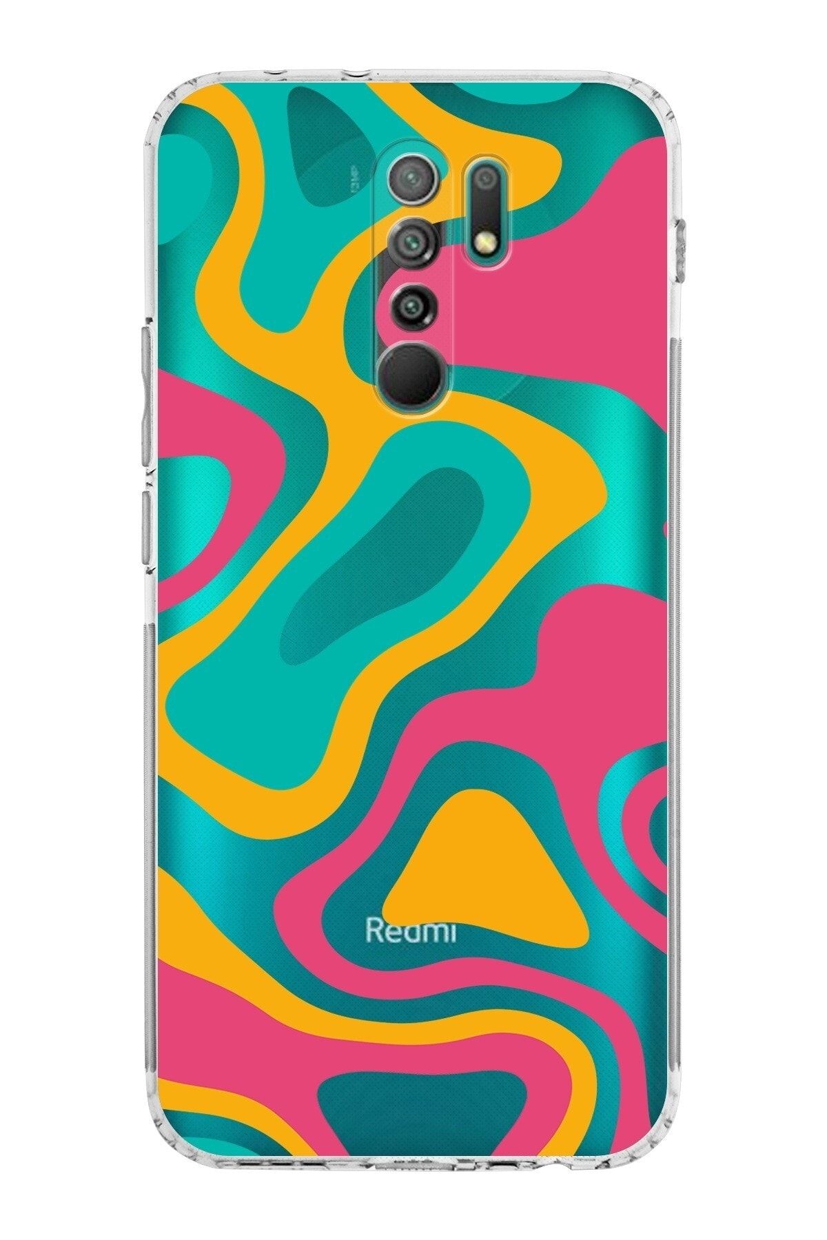 Xiaomi Redmi 9 Kamera Korumalı Kapak Renkli Desen Tasarımlı Şeffaf Kılıf