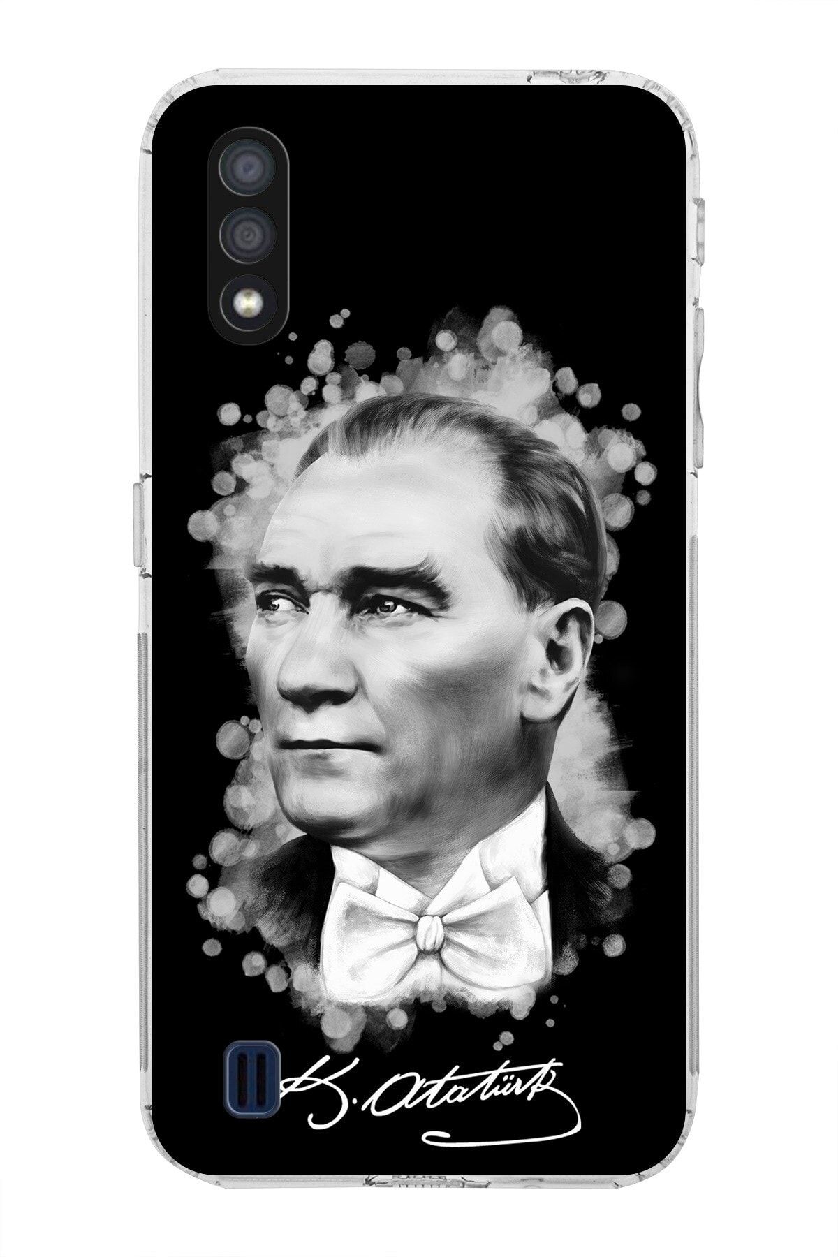 Samsung Galaxy A01 Kamera Korumalı Kapak Atatürk Tasarımlı Şeffaf Kılıf