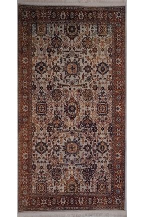 Vintage Oryantal Makinede Yıkanabilir Leke Tutmaz Saçaklı Halı, Kilim, Yolluk 78x155cm 6001