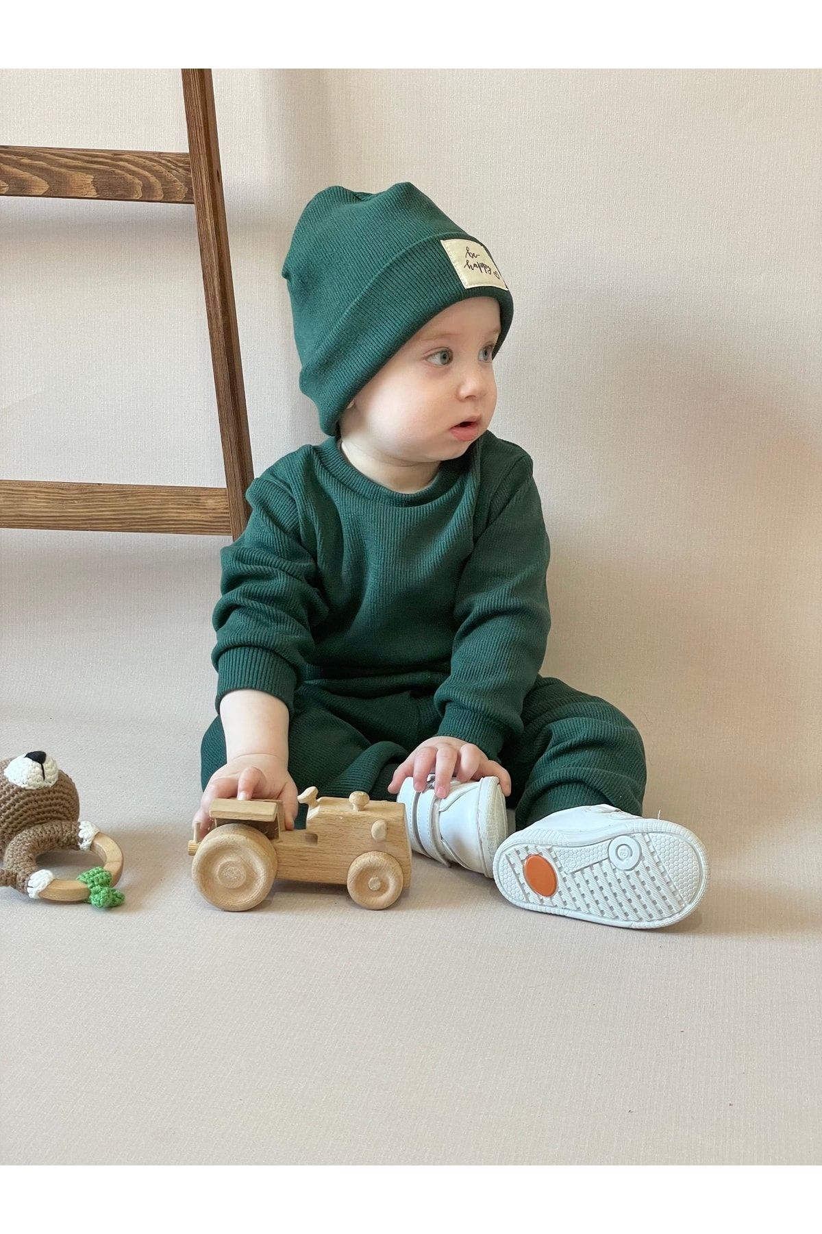 Pamuk Bereli 3lü Takım Bebek Ve Çocuk Nefti Yeşil