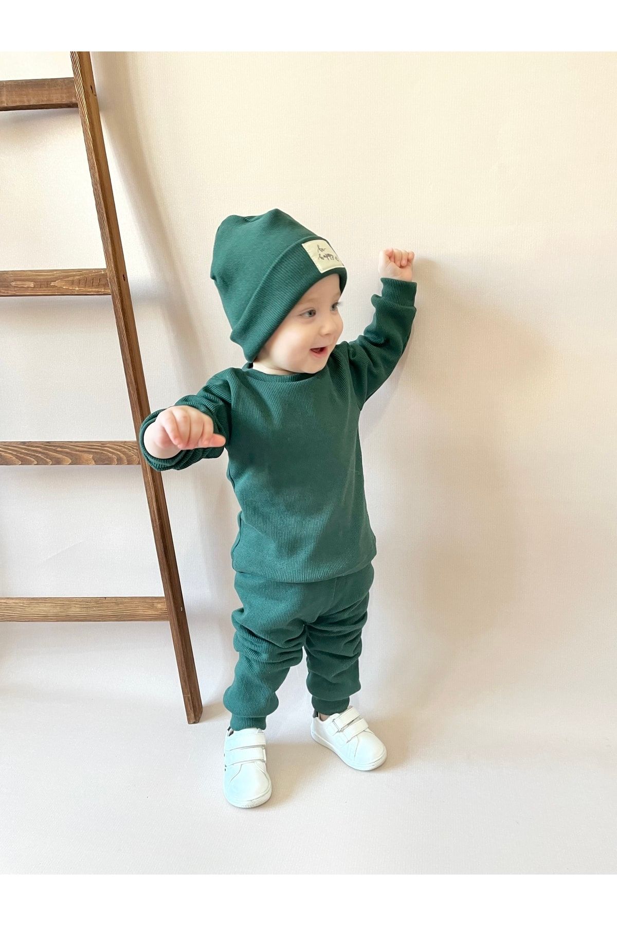 Pamuk Bereli 3lü Takım Bebek Ve Çocuk Nefti Yeşil