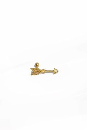 Taşlı Gold Ok Kulak Piercing Çelik Küpe En92sr ehy-en92sr