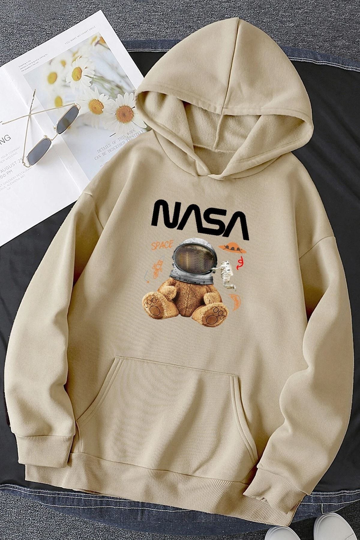 Nasa hoodie clearance sweatshirt beige